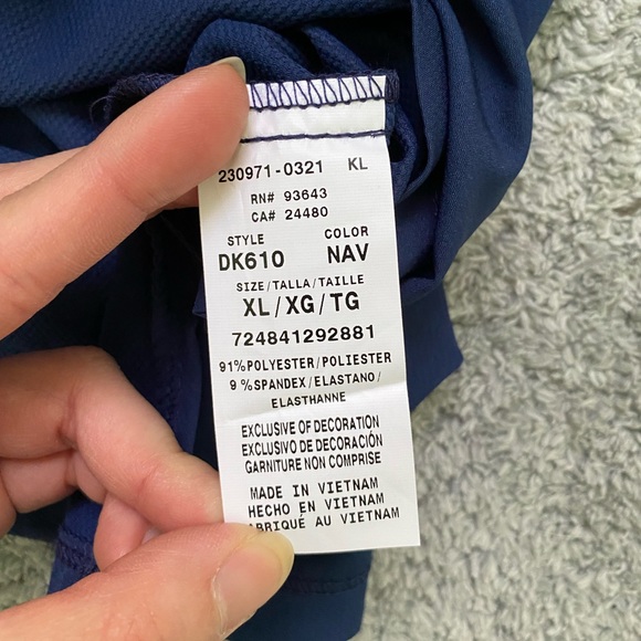 Men's Dickies Dynamix V-Neck Scrub Top with Zipper Pocket, Navy Blue - Picture 14 of 14